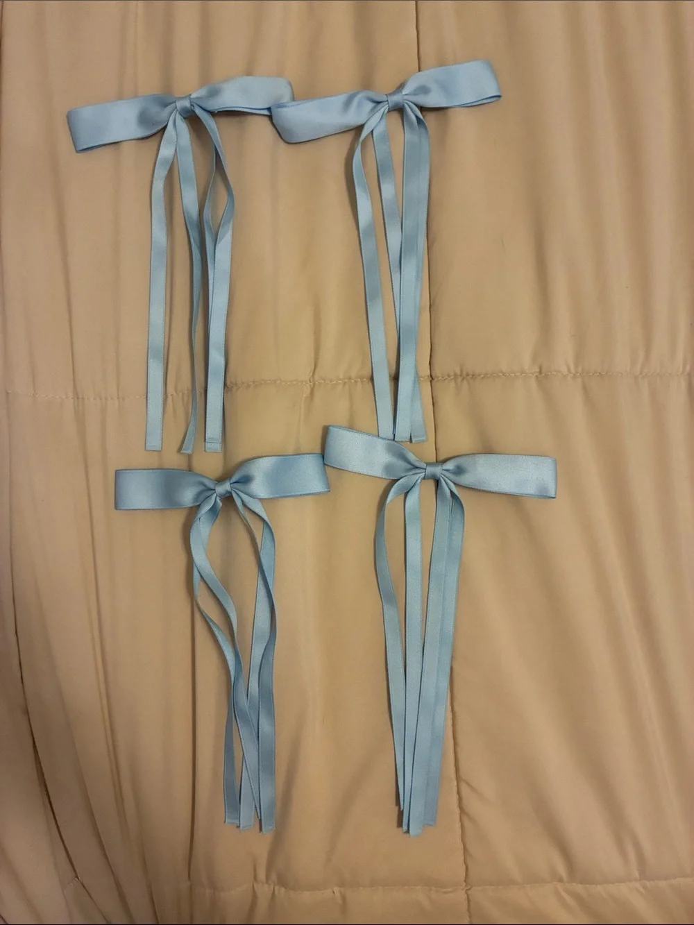 Four Blue Hair Bow Clips Ribbon Hair Accessories